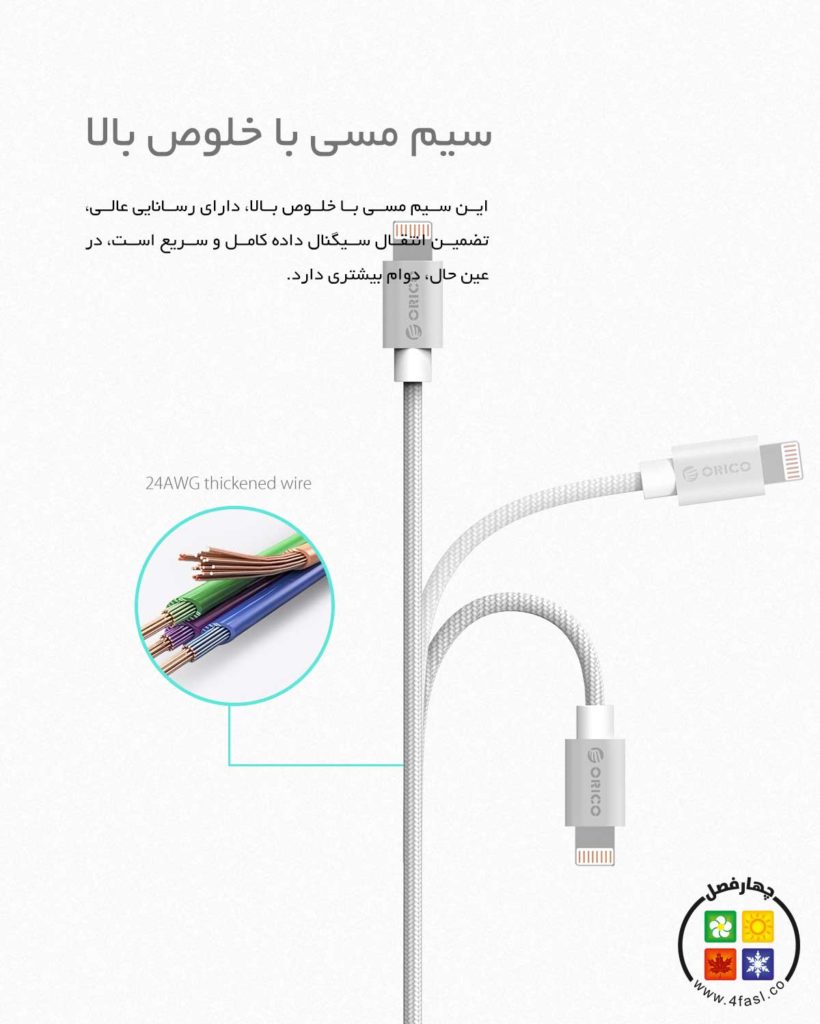 کابل شارژ و انتقال اطلاعات اپل