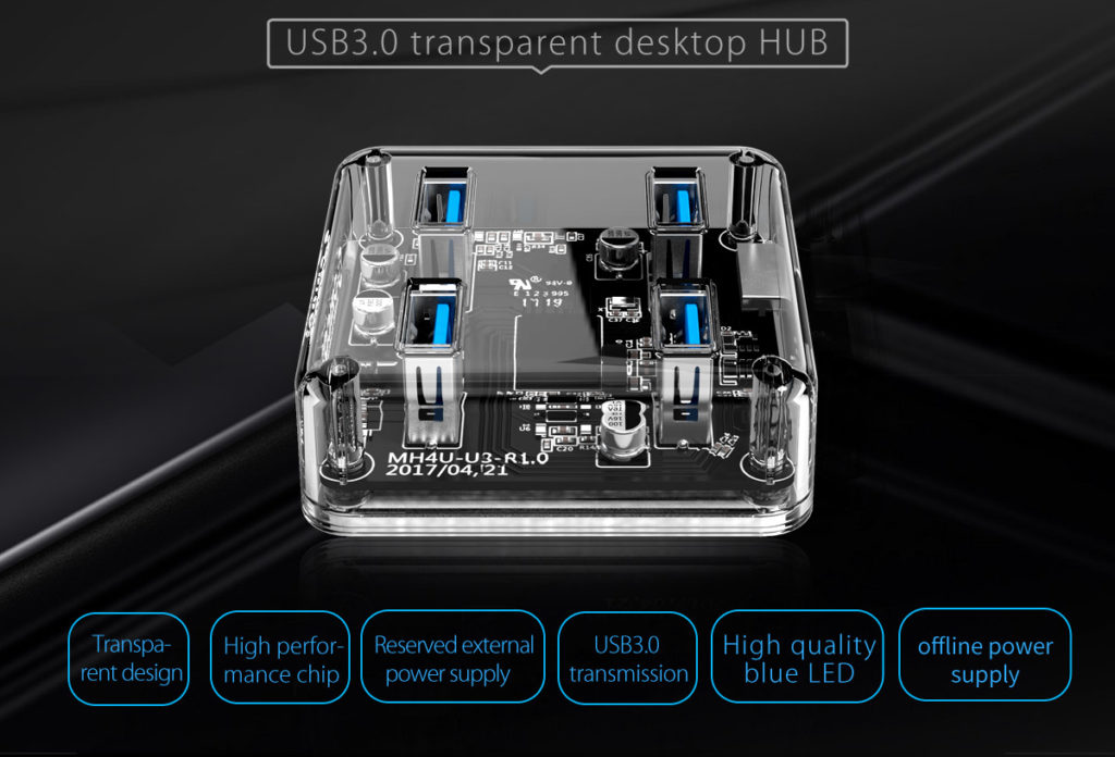 هاب 4 پورت USB 3.0 شفاف